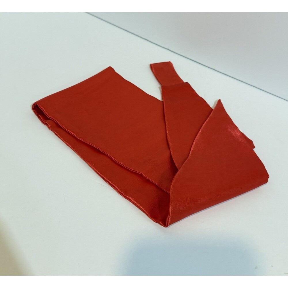 Red Satin Neck Scarf Tie Wrap Bandana neck Accessory 30” Long Vintage Style - Picture 8 of 9